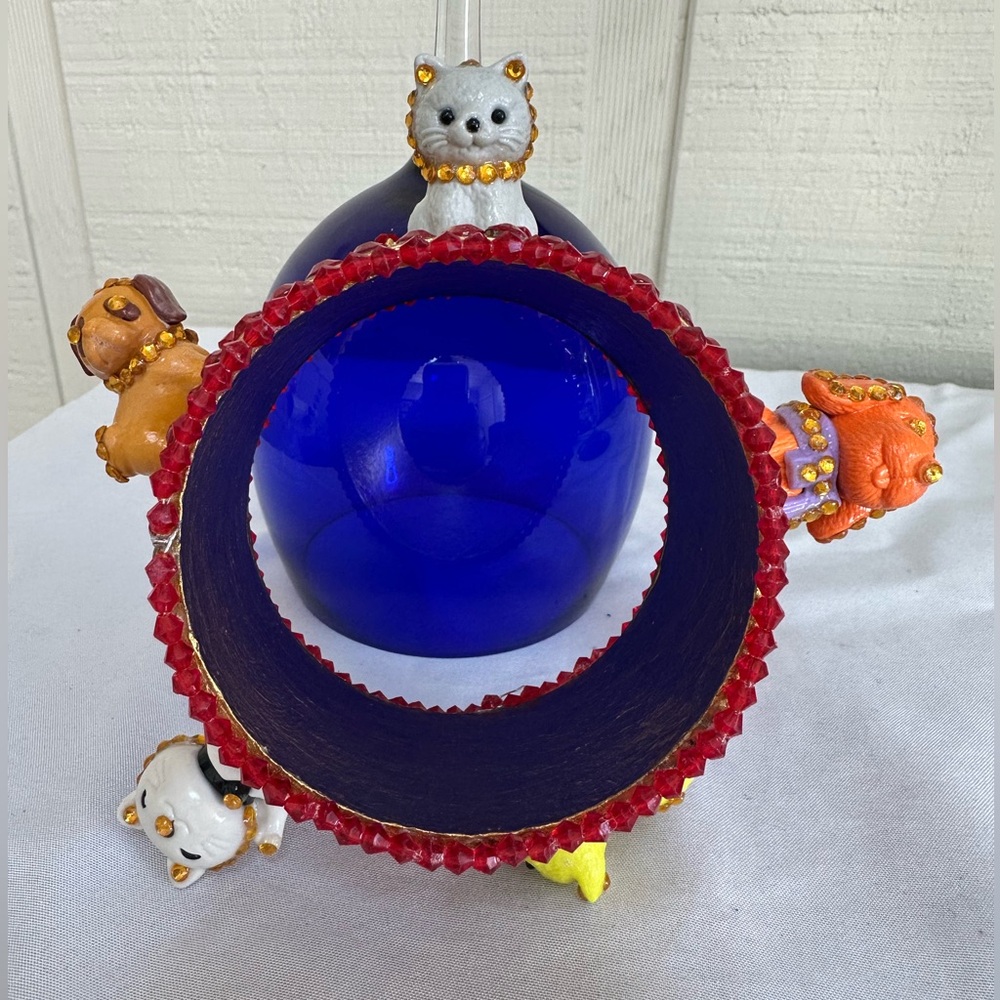 OOAK Art bangle bracelet - Bougie Dogs and Cats